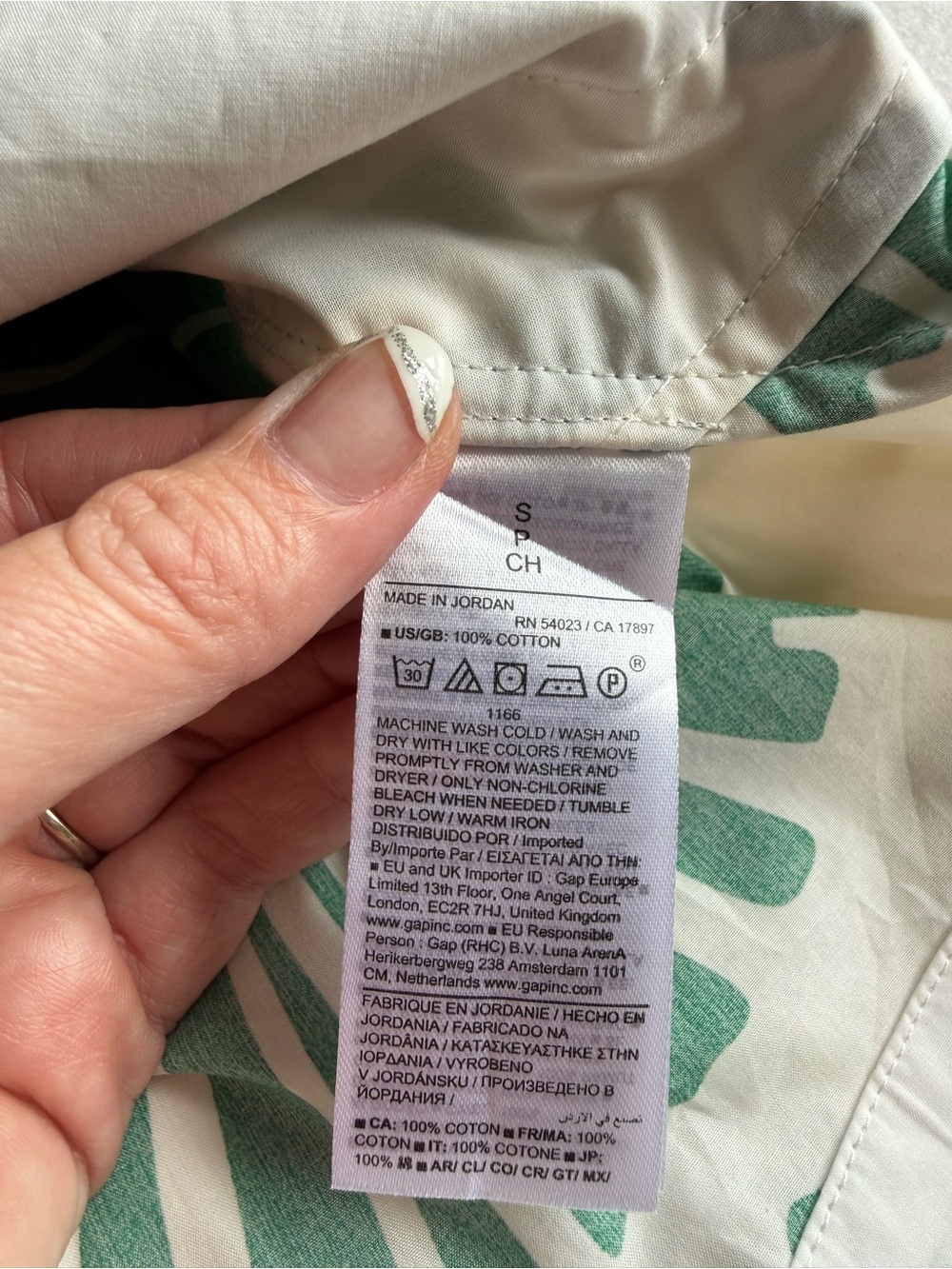 Banana Republic White Poplin Swing Mini Dress with Green Radiant Print NWT - Picture 11 of 11